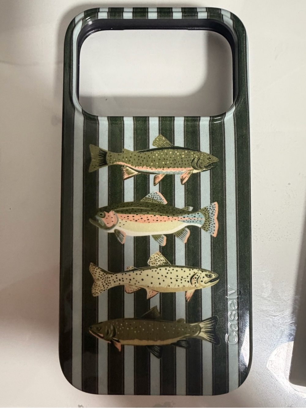 Casetify Green Striped Fish Illustration Phone Case